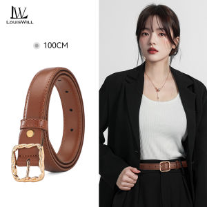 LouisWill Fashion Women Belts Elegant Buckle Design Adjustable Girls Ladies Belt Soft PU Long Straps Waistbands Dress Coat Alloy Buckle Decorations