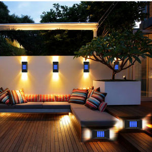 ookila 2pcs Solar Wall Lights LED Dual Side Light Waterproof Outdoor Garden Lighting 6LED 12LED Wall Lights Door Side Garden Stairs Balcony Floor Fence Landscape Lamp