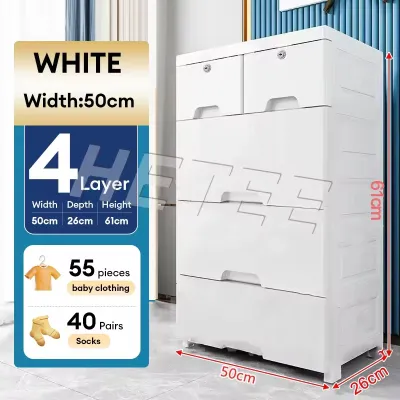 HETEE Drawer storage Cabinet durabox Upgrade Thicken Lockable Plastic clothes Organizer with wheels