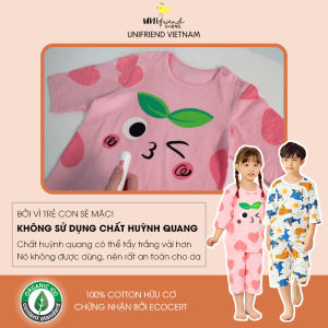 (9-40kg) Đồ bộ quần áo thun cotton lửng tay cho bé trai và bé gái mặc nhà mùa hè chính hãng Unifriend Hàn Quốc U2022-4