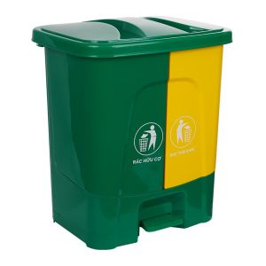 Thùng rác 2 ngăn nhựa VIỆT NHẬT 35L - Đạp chân nắp bật phân loại rác nhà bếp văn phòng - 8020