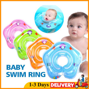Baby Safety Ring Neck Float - Inflatable Swimming Pelampung for Newborns - Velcro Strap and Buckle - Fun Bells - Patented Design