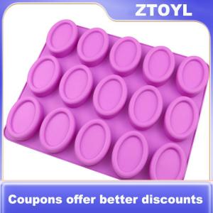 【ZTOYL】 15 Cavity Silicone Soap Molds Oval Shape DIY Soap-making Supplies Handmade Chocolate Cake Mould Soap Making Tools Birthday Gifts