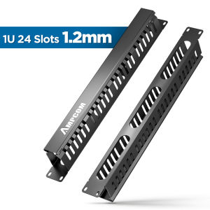 Ampcom 1U Rack mount quản lý cáp 19 inch 12/24 khe kim loại ngón tay ống dụng cụ cuốn dây ngang máy chủ Rack - 1.5mm/1.2mm với bìa