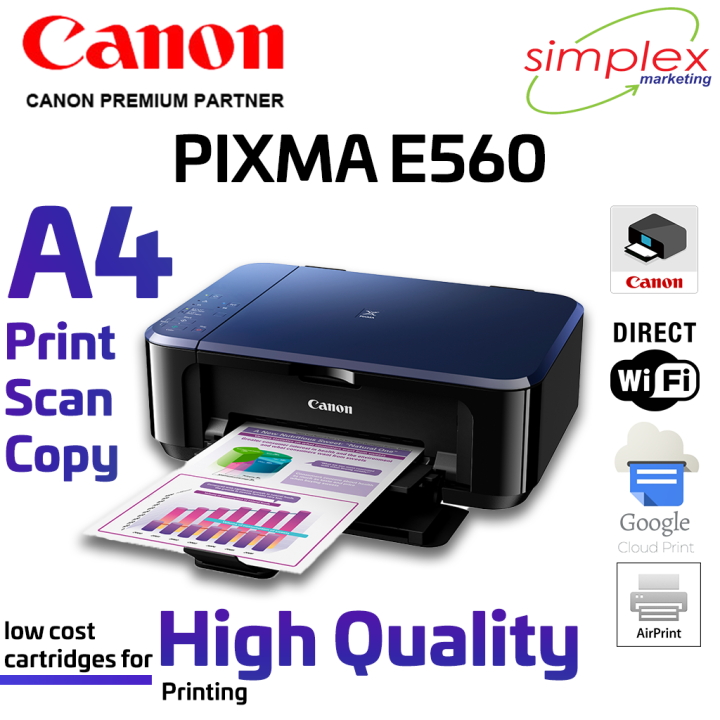 Canon PIXMA E560 Inkjet Printer Lazada