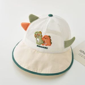 Baby Baseball Cap Cartoon Print Breathable Mesh Wide Brim UV Shield Adjustable Strap Topi Bayi Outdoor Travel
