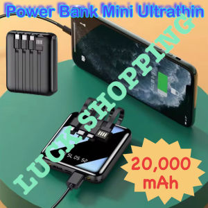 20000mAh Mini Power Bank Ultra-thin Portable Large Capacity With Micro B TYPE C Cable Portable Charger LED Power Bank