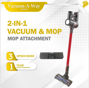 (23KPa) Vacuum-A-Way 2-in-1 Cyclone Cordless Stick Vacuum Cleaner & Mop - Wet & Dry Cleaning 3 Speed Mode Dust Mite Brush & Stand/ Rack