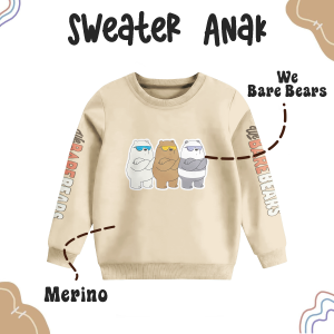 Sweater Anak Desain Terbaru Motif Beruang Laki laki Perempuan 1-10 Tahun