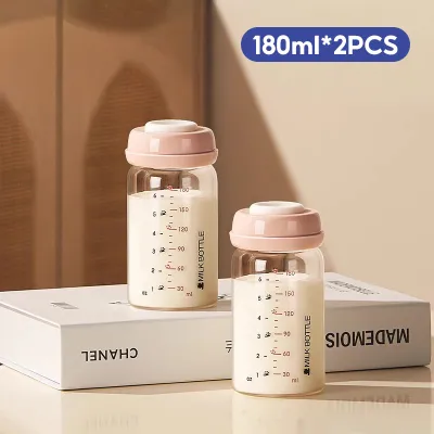 SnowBear Breastmilk Storage Glass Bottle Wide-Neck Breast Milk Container Breastmilk Storage Bottle for Fridge BPA Free Milk Collection Bottles Breastfeeding Essential