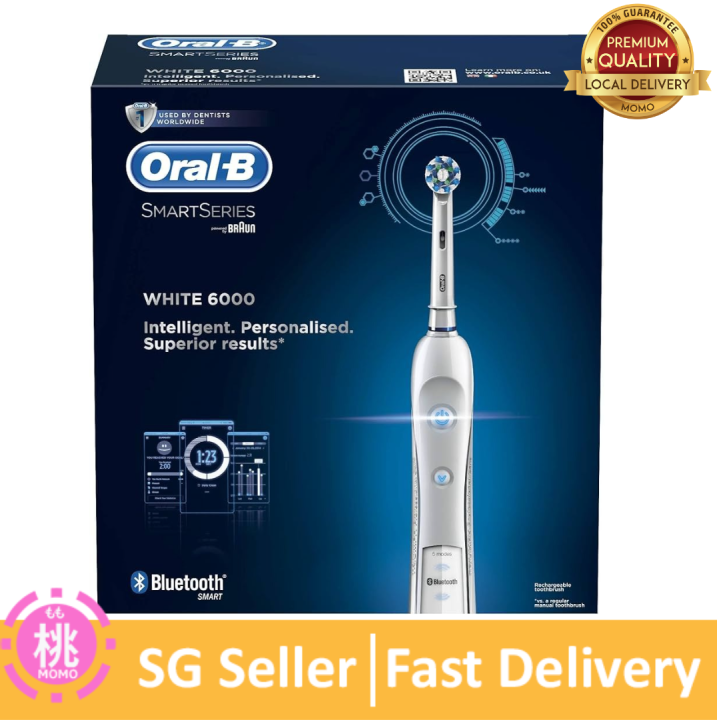 Oral B 6000 Pro Smart Series Electronic Power Rechargeable Battery Electric Toothbrush with Bluetooth Connectivity Powered by Braun