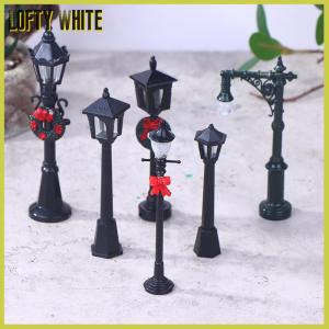 Lofty White ไฟถนนคริสมาสต์ขนาดเล็กสำหรับตกแต่งบ้าน2 12ชิ้น ไฟถนนในสวนโมเดลจำลองไฟประดับตกแต่งบ้าน