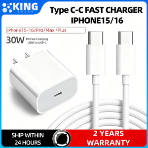 KINGSOLAR Super Fast Charger Set Original 6A Type C data cable with PD20W Dual Port USB Type-C adapter wall charger Suitable 30W PD Type-C Fast Charger Set Braided Cable Quick Charging Adapter Compatible iPhone 15 16 Pro Max Plus Android Type C Phone