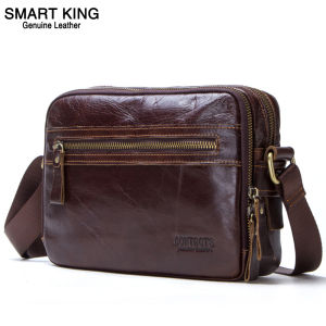 Smart King New Sling Shoulder Bag For Men Genuine Cow Leather Business Casual Crossbody Large Capacity IPAD Bag Handbag