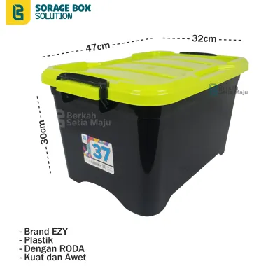 Ezy / Shinpo / Lion Star Container Box penyimpanan industrial cb 30 Liter tbox kotak serbaguna plastik warna dengan roda kuat dan awet