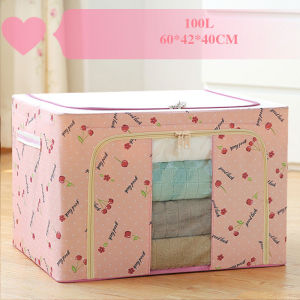 XPERO Foldable Storage Box，72L/100L Clothes Storage Boxes Non-Woven Waterproof Clothing Oxford Foldable Storage Bag Box Organizer Large Durable Box Oxford Steel Frame Storage Box