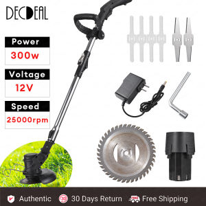 Cordless Grass Trimmer Lawn Mowers 12V Grass-Whacking Machine Lightweight Adjustable Height Metal Cutting Blade for Garden and Yard Bush Mowing Grass Lawn Pruning