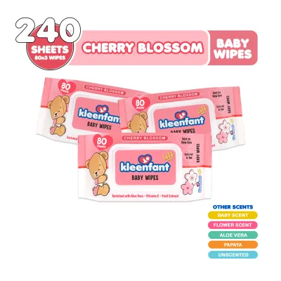 Kleenfant Lite Powder Scent Baby Wipes 80 Tender sheets 3 Packs Wet Wipes for Baby Newborn Kids