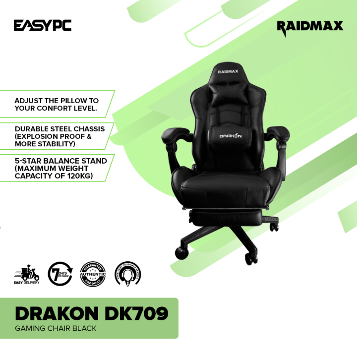 EasyPC Raidmax Drakon DK709 Gaming Chair Black Ergonomic Gaming