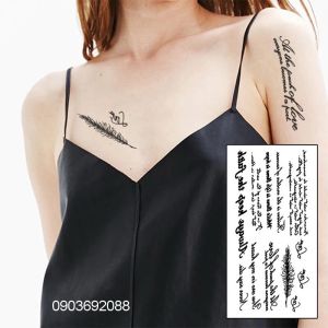 Tattoo Chữ mẫu đẹp Hình Xăm Dán 10x21cm và 6x10.5cm Hình Xăm Tạm Thời HCM Hình Xăm Chữ Cá Tính