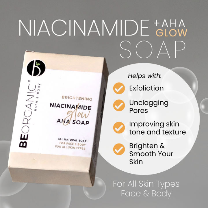 Be Organic Niacinamide + AHA Glow Soap For Brightening 110g