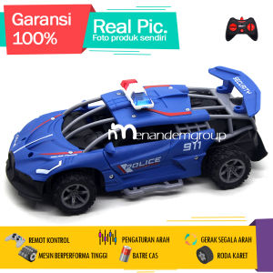Mainan Mobil Remot Kontrol RC Sedan Balap Polisi Spray Asep Buka Pintu