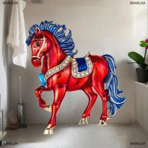 [COD] WANGJIA เข็มกลัดรูปม้าวิ่งประดับพลอยเทียมอันประณีตสำหรับผู้หญิงผู้ชายเข็มกลัดรูปสัตว์เคลือบ4สีเป็นของขวัญเครื่องประดับปีของงานเลี้ยงม้า