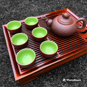 Bộ ấm chén Tử Sa Bát Tràng màu Nâu bộ tách trà gốm sứ chén lòng xanh cao cấp