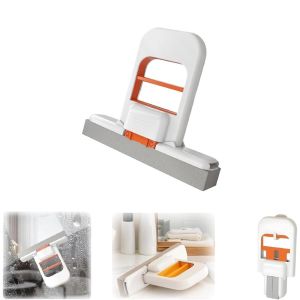 ไม้ถูพื้นฟองน้ำพกพาขนาดเล็ก ไม้ถูพื้นแบบบิดผ้าขนาดเล็ก ผ้าเช็ดทำความสะอาดแบบตั้งโต๊ะ เครื่องมือทำความสะอาดทั้งแบบเปียกและแห้ง เหมาะสำหรับห้องน้ำ ห้องครัว โต๊ะ และกระจก