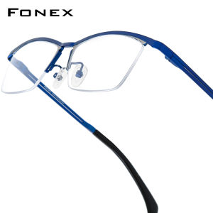FONEX Gọng kính Titan nam thiết kế thương hiệu kính mắt bán dáng vuông không viền nửa vành kinh doanh Nhật Bản chất lượng cao siêu nhẹ tùy chỉnh kính mắt cho mắt 85912