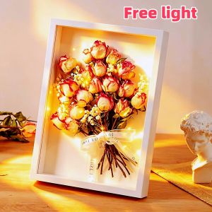 DIY 3D Hollow Frame Dried Flower Specimen Handmade Butterfly Creative Light Painting Frame 10 Inches with LED Light for Home Decor - Box - Fruit Decoration