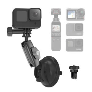 TELESIN Car Suction Cup Mount for GoPro 13 12 11 10 9 8 7 6 5 DJI Action 5 4 3 Insta360 X4 X3 Ace Pro Sucker Mount Folding Storage Holder Bracket for Car Boats Yacht Motorcycle