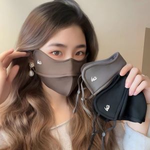 Khẩu Trang Lụa Mát 5D Lót Lông Cừu Khung Định Hình Chống UV UPF 50+ Chống Nắng Giữ Ấm Thoáng Khí