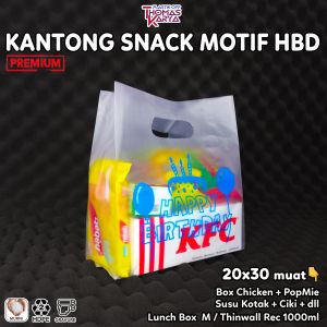 Plastik Dove 20x30 Motif HBD BIRUisi 50 Kantong Bingkisan Snack / Tas Souvenir Ultah/Rice Bowl Thinwall