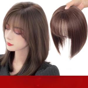Wig piece simulated human hair on the top of the womans head covering white hair reissue piece 3d French bangs naturally fluffy light and seamless block
