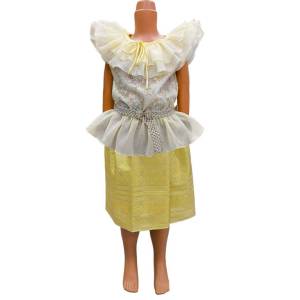 ชุดไทยคอบัวเด็กหญิงคู่กับผ้าถุงไหมทอง ชุดไทยเด็กรัชกาลที่7 ชุดไทยวันลอยกระทง(ไม่รวมเครื่องประดับ)