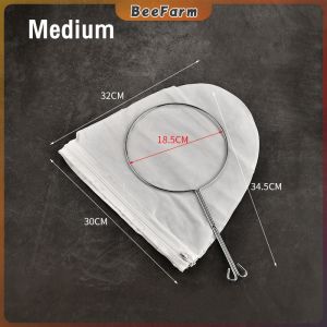 B.F. Reusable Mesh Milk Tea Filter Bag With Handle Steel Ring Cotton Cloth Filter Kitchen Accessories