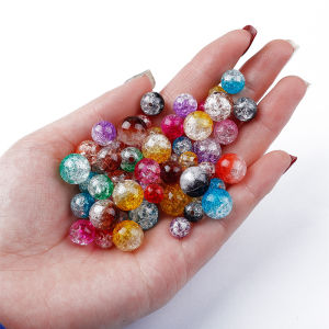 8/10/12mm 30-100Pcs Mix Color Double Colored Cracked Beads Spacer Acrylic Loose Beads For Jewelry Making Handmade DIY Bracelet