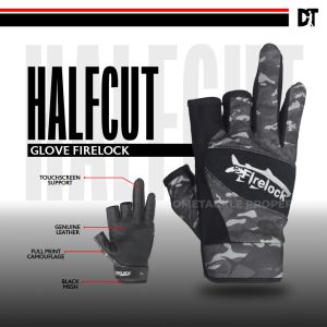 Sarung Tangan Mancing Firelock Glove Full Halfcut Finger Hitam Anti Slip Premium Sarung Tangan Menangkap Ikan Setengah Jari Fishing Gloves Sarung tangan es pelindung matahari (COD) Untuk Jigging Casting Popping