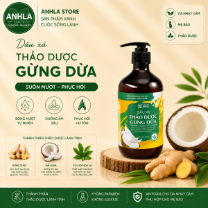 Dầu xả thảo dược gừng dừa cỏ cây hoa lá 440g - phục hồi tóc hư tổn ngăn ngừa gãy rụng giúp tóc suôn mượt tự nhiên
