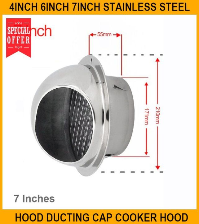 4inch 6inch 7inch Stainless Steel Hood Ducting Cap Cooker Hood Air ...