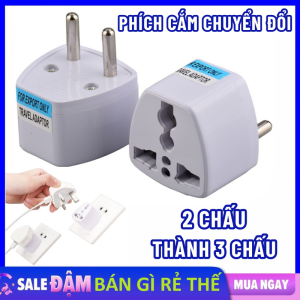 Phích Cắm Chuyển Đổi Từ 3 Chân Sang 2 Chân Bằng Nhựa ABS Chịu Nhiệt Jack Cắm Tròn - Phích Cắm Điện 2 Chấu Thành 3 Chấu Đa Năng Tiện Lợi