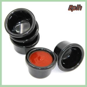[Epih] Sauce Bowl Gravy Boats Round Glossy Melamine 6cm 50ml Black Mini Dipping Cup American Tableware for Cafe