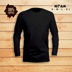 Kaos Polos Anak Lengan Panjang Cotton Combat 30S Warna Solid untuk Usia Pra-Sekolah