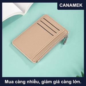 【CANAMEK】 Mini thẻ tín dụng Ví ID chủ thẻ người đàn ông của ví nhỏ mỏng tay áo dây kéo ngắn đồng xu Ví