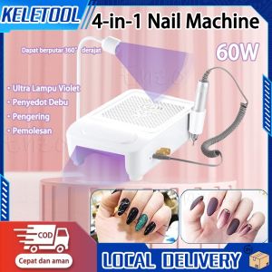 4-In-1 Nail Drill Machine LED Nail Vacuum Cleaner Multi Function Suction Nail Art And Alat Kikir Kuku Elektrik Nail Baking UV Lamp