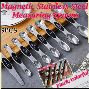 Magnetic Double Head Measuring Spoons 9Pcs Stainless Steel Food Grade Stackable Kitchen Baking Tool