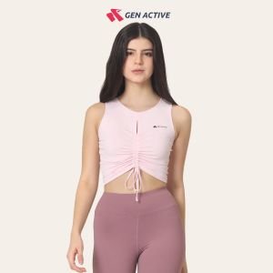 GEN ACTIVE Tank Top Serut Wanita Crop Top Sport Kaos Olahraga Cewek Gym Yoga Pilates Padel