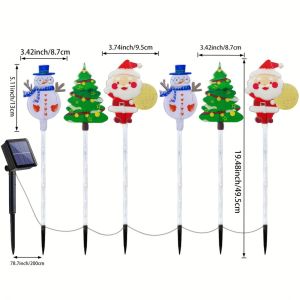 Beaut-y 6 Pcs Acrylic Solar Xmas Lawn Lights Santa Snowman Tree IP65 Waterproof Outdoor Garden Festive Decor Lights