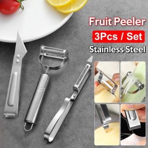 3Pcs/Set Stainless Steel Potato Cucumber Julienne Peeler Carrot Grater Feather Clip Fruit Peeler